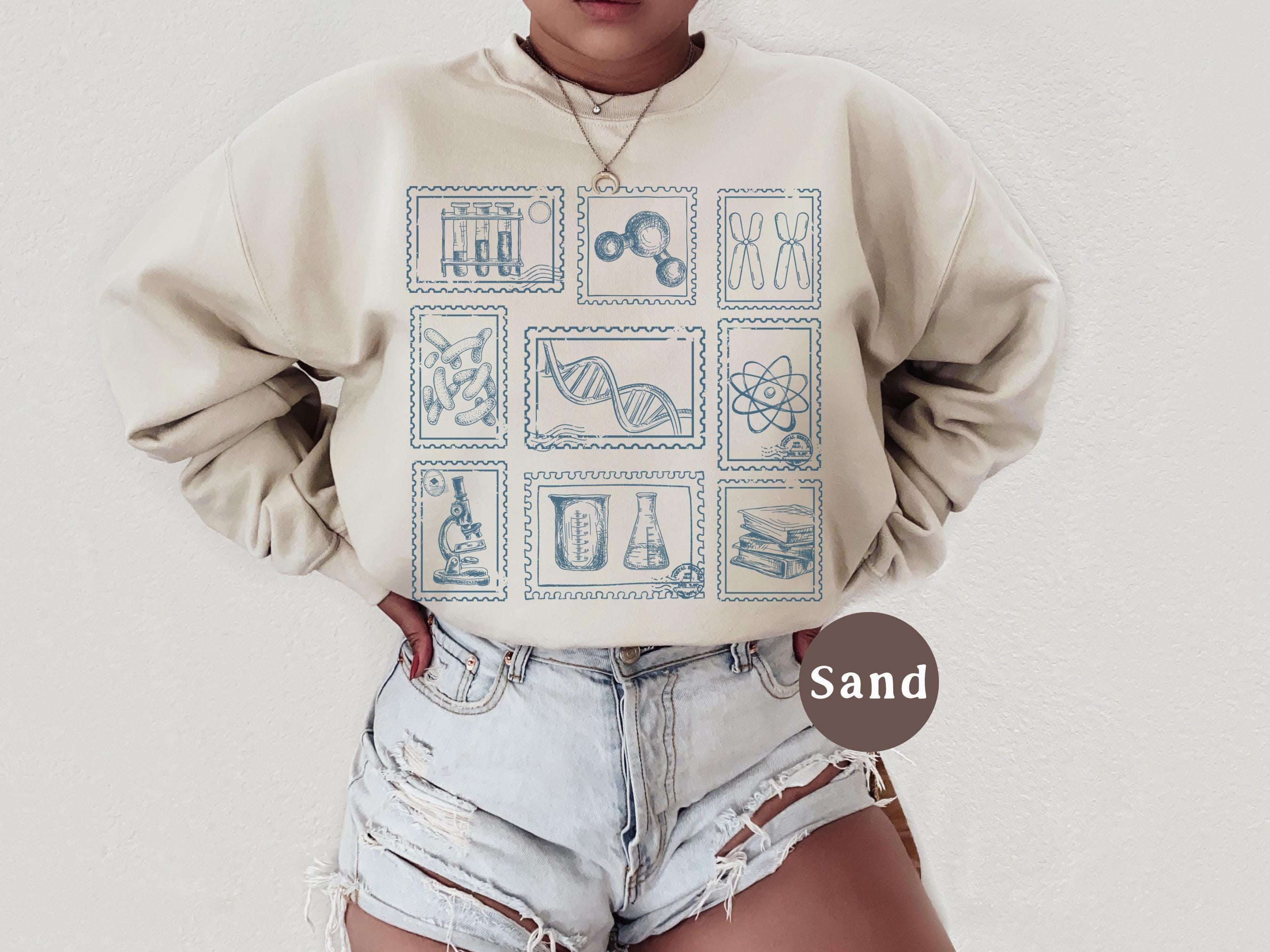 Science Sweater Drawing Science Vintage Stamp Sweatshirt, Scientist Lab Technician Crewneck ...