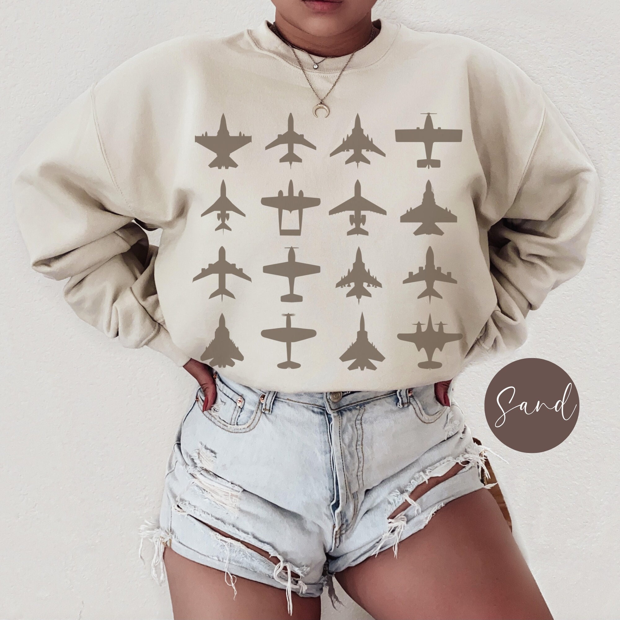 Airplanes and Fighter Jets Graphic Sweatshirt, Airline Pilot Sweater, Gift for Plane Lover, Aviation School Shirt, Military Aviator Gift