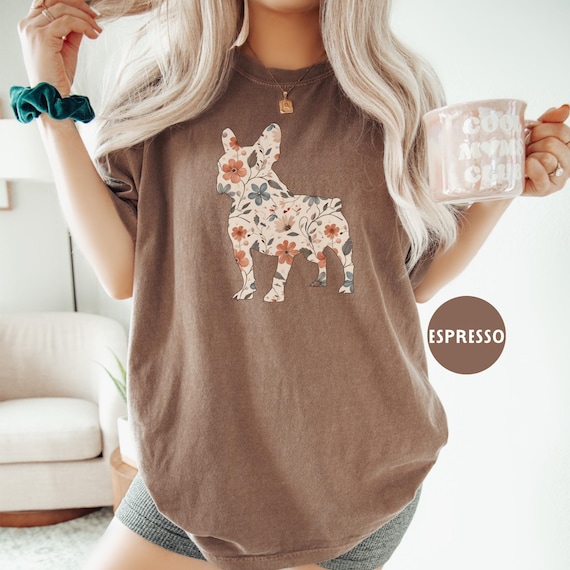 Floral French Bulldog Comfort Colors® Shirt, Frenchie Dog Mom Wildflower T-shirt, Cottagecore Tee, Gift for Dog Lover, Puppy Owner Mama