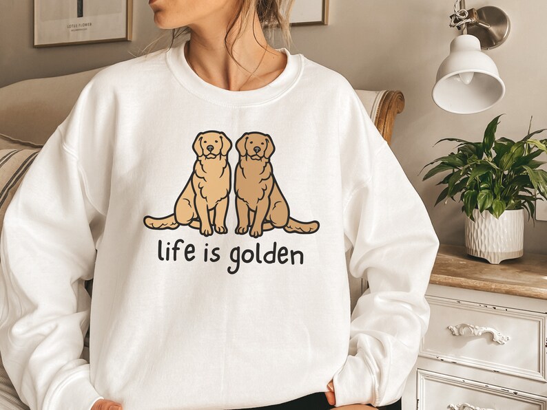 Golden Retriever Sweatshirt, Golden Retriever Mom Shirt, Life is Golden Shirt, Golden Retriever Crewneck, Dog Mom Crewneck, Dog Mom Gift White