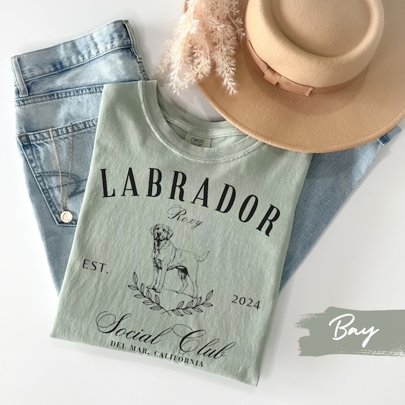 Labrador Retriever Social Club Name Shirt, Custom Dog Mom Tshirt, Gift for Black Lab Lover, New Puppy Owner Dad Mama Gift, Comfort Color Tee