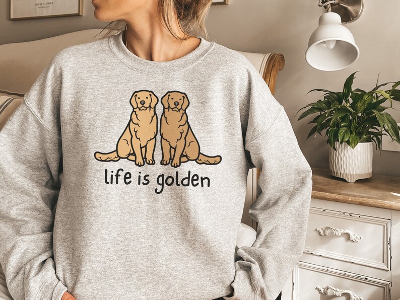 Golden Retriever Sweatshirt, Golden Retriever Mom Shirt, Life is Golden Shirt, Golden Retriever Crewneck, Dog Mom Crewneck, Dog Mom Gift Sport Grey
