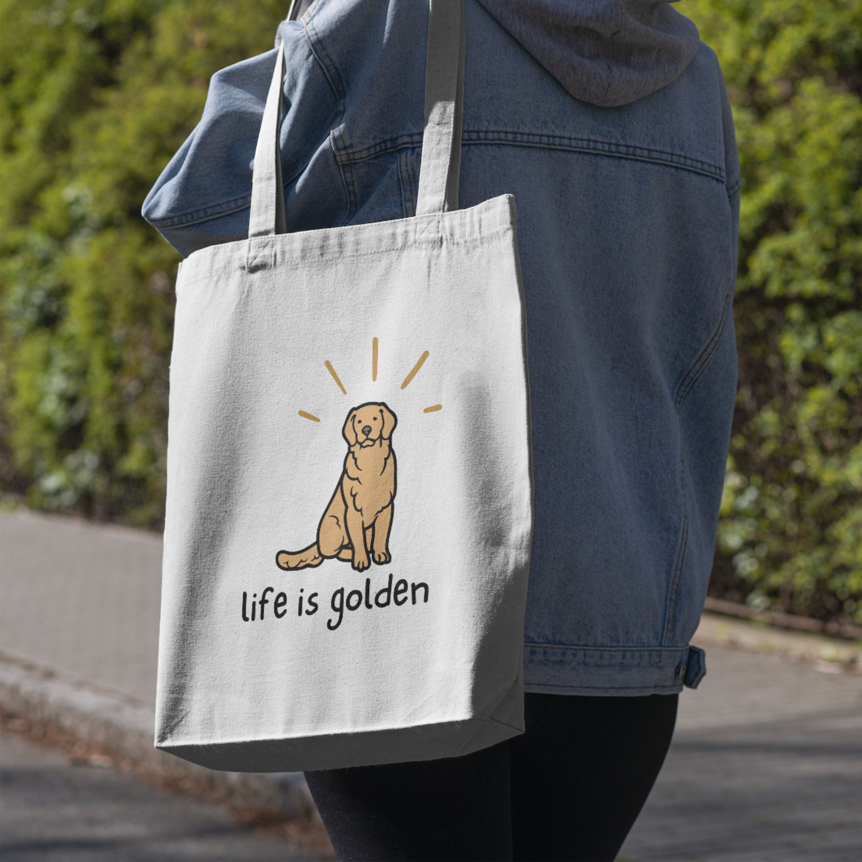 GXVUIS Life Is Golden With A Doodle Canvas Tote Bag - Large Reusable Shopping Bag For Women & Dog Lovers - View #9