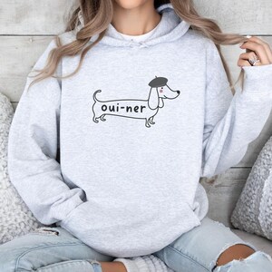 Funny Dachshund Dog Hoodie, Cute Doxie Mom Dad Crewneck Sweatshirt, Gift for Wiener Dog Lover, New Dog Owner Shirt, Sausage Dog Mama Gift Ash