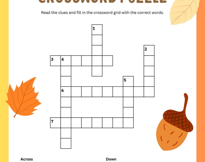 Montessori Fall Crossword Puzzle Etsy Montessori Fall Crossword Puzzle Etsy