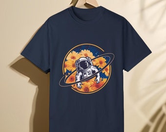 Comfort Colors® Astronaut Shirt, Space Shirt, Floral Space Shirt, Cosmic Flowers Shirt, Sci-fi Shirt, Retro Astronaut Shirt, Unisex T-shirt