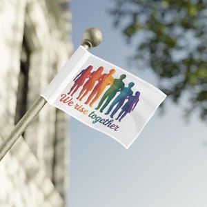 Rainbow Pride Flag, We Rise Together, Prop for Pride Parade