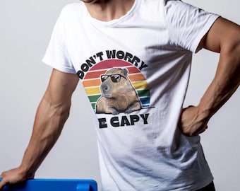 Funny Capybara Unisex Shirt, Cute Rodent Tee, Don't Worry Be Capy T-shirt, Capibara Lover Gift, Cool Animal Top