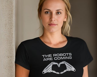 De robots komen T-shirt, dames, Tesla Bot Heart Hands
