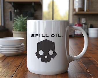 Derrame de aceite taza de 11 oz, Hell Gaming, regalo para él, jugadores