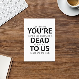 Carte de vœux drôle You’re Dead To Us, cadeau de départ pour un collègue, cadeaux d’adieu, cadeaux de départ d’un collègue, cadeau de départ d’un employé
