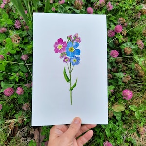 Forget me not flower  painting,Original watercolor wall art, A floral painting gift for your loved one.mom gift for  flower painting