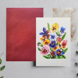Vatertag Handgemachte Grußkarte, Frühlingskarte, Cottagecore Kunst, leere Karte, Frühlingsblumenkarte, violette Blumengrußkarte