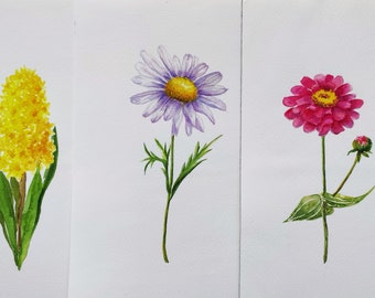 Handmalerei Aquarell Frühlingsmonat Geburtsblumen (ungedrucktes und physisches Produkt), Vier Jahreszeiten Blumenserie 1 Frühling, benutzerdefinierte Blumen