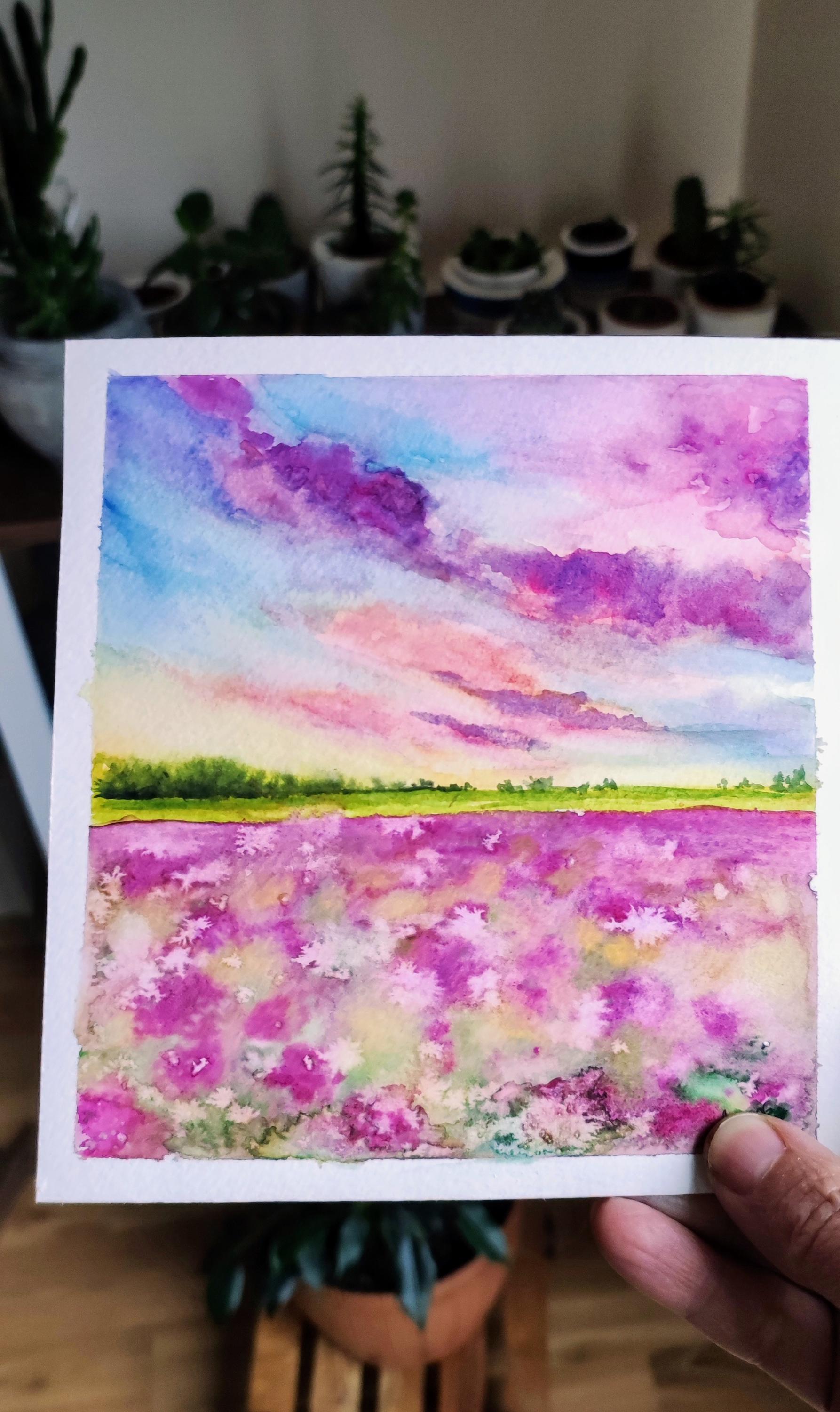 Original Multiple Watercolor Seasons Landscape Wall Art, Autumn, Summer ...
