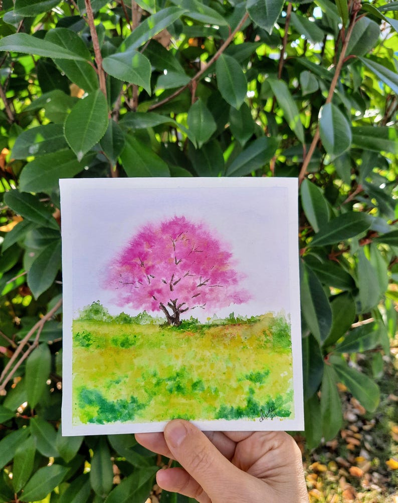 Original Multiple Watercolor Seasons Landscape Wall Art, Autumn, Summer ...