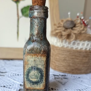 Decoupage Miniature Bottle Art: Vintage Painted Glass Decor
