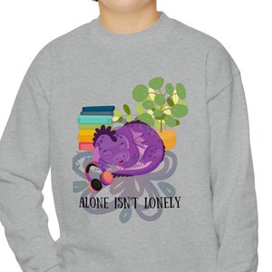 Unisex Youth Sweatshirt, Sleeping Dragon, Cozy Atmosphere &quot;Lonely&quot; Dragon Sweatshirt, Dragon Lover, Dragon Mythology, Lunar New Year