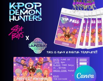 Kpop Demon Hunters Party Invitation & VIP Ticket Template (Digital)