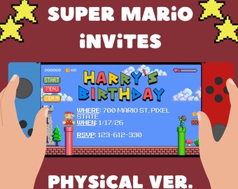Super Mario Kids Boy Birthday Party Invitations (30x)