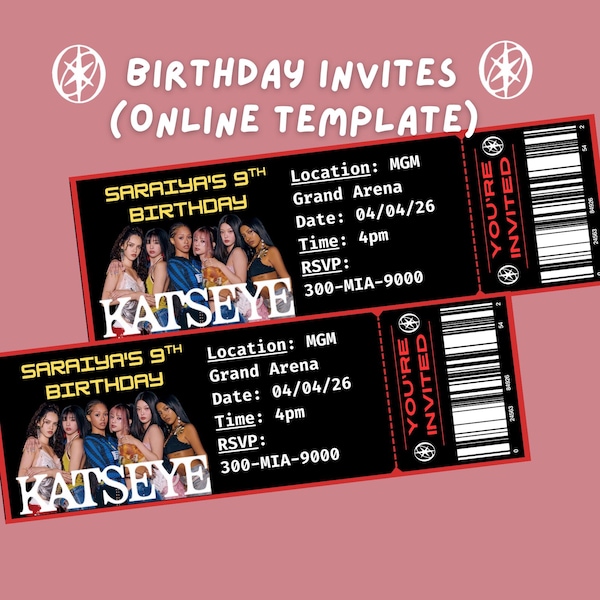 Modèle d'invitation à une fête d'anniversaire pour Katseye Tour (version numérique)