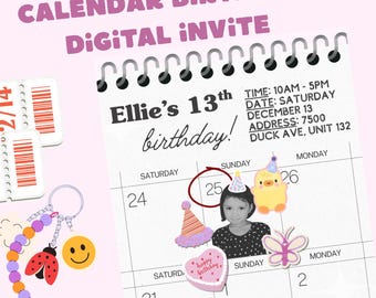 Birthday Calendar Birthday Invitation Digital Template