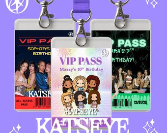 Custom Kpop VIP Passes Birthday Party Favors