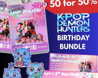 ULTIMATE Kpop Demon Hunters Birthday Party Bundle: VIP Passes, Stickers and Ticket Invites