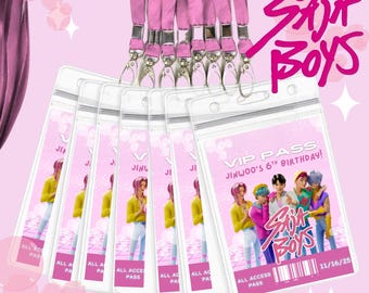 Kpop Saja Boys VIP Pass: Birthday Party Favor with Lanyard