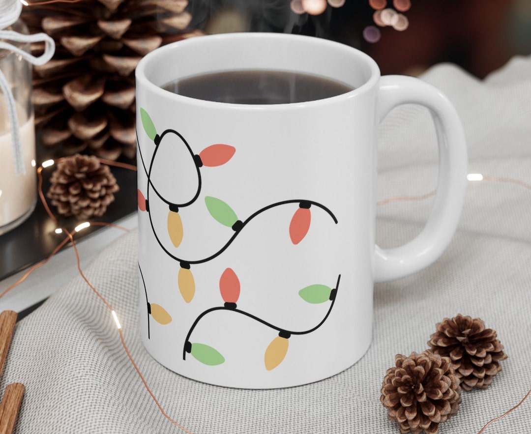 Christmas Lights Coffee Mug Holiday Gift Cute Hot Chocolate Etsy