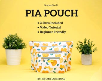 Patchwork Zipper Pouch Sewing Pattern PDF | PIA Pouch | 3 Sizes | Beginner Plus
