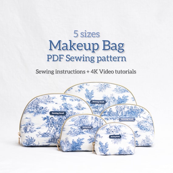 Taco Pouch Sewing Pattern PDF | 5 Sizes Makeup Bag | Beginner Friendly