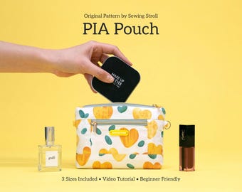 Patchwork Zipper Pouch Sewing Pattern PDF | PIA Pouch | 3 Sizes | Beginner Plus