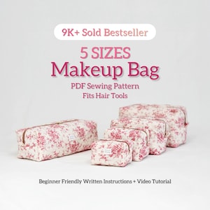 Classic Boxy Pouch PDF Sewing Pattern: 5 Sizes, Makeup Bag, Hair Tool Organizer (Digital Download)