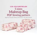 5 Sizes Classic Boxy Pouch PDF Sewing Pattern – Makeup Bag | Includes Hair Tool Size | 4K Video + Written Instructions