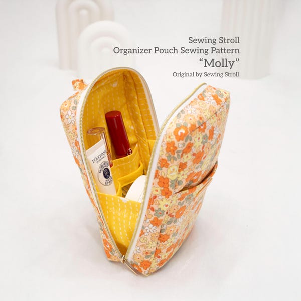 Organizer Pouch Sewing Pattern – “Molly” PDF + Video Tutorial | Multi-Pocket Travel Bag