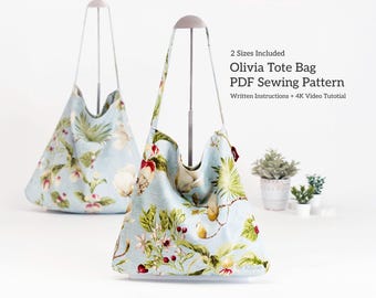 Olivia Tote Bag Sewing Pattern PDF | Beginner Friendly Everyday Bag | Easy Sewing Bag 2 Sizes, Step-by-Step Tutorial