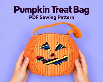 Pumpkin Trick or Treat Bag Sewing Pattern, Halloween Candy Bag (PDF Download)
