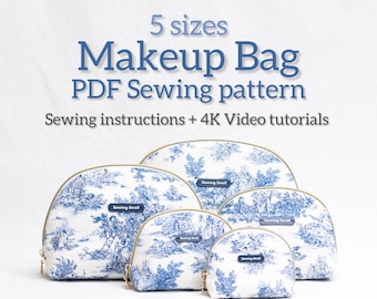 5 Sizes Classic Taco Pouch Makeup Bag Sewing Pattern – PDF Download + 4K Video Tutorial + Written instructions