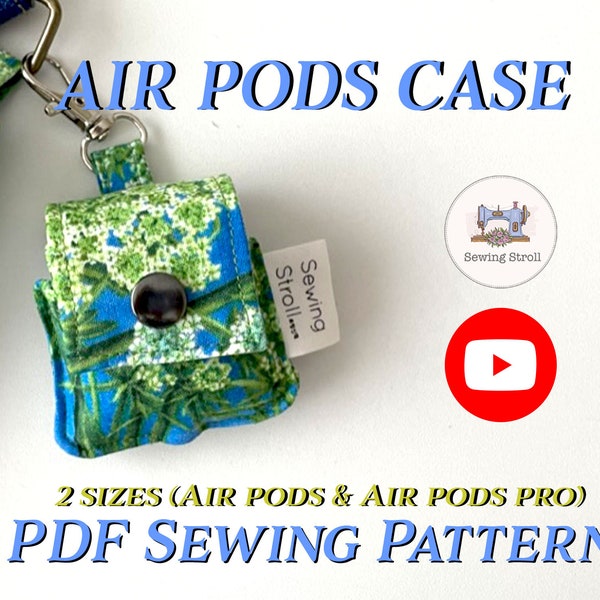 DIY Air Pods case Sewing templates patterns with Youtube video Tutorial