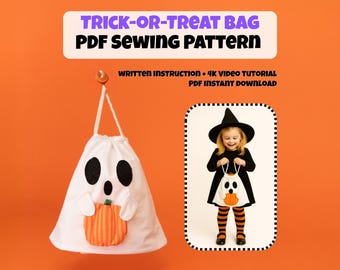 Halloween Ghost Bag Sewing Pattern PDF: Trick-or-Treat, Wine Gift