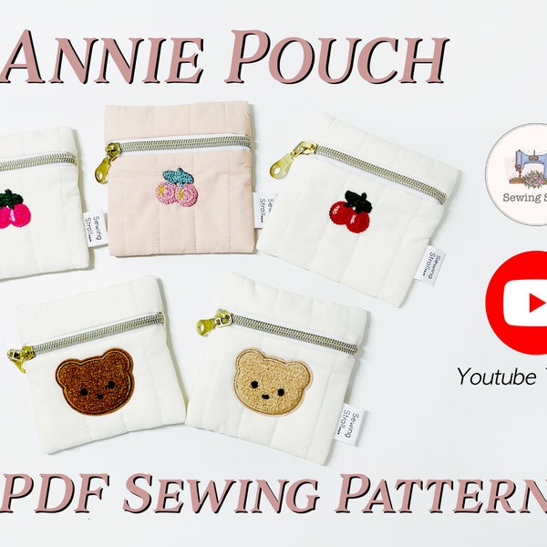 DIY Pouch "Annie" Sewing Pattern template with Youtube Video Tutorial