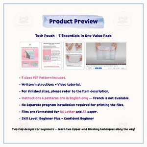 Laptop Sleeve & Tech Pouch PDF Sewing Pattern: 5 Sizes (Digital Download) image 8