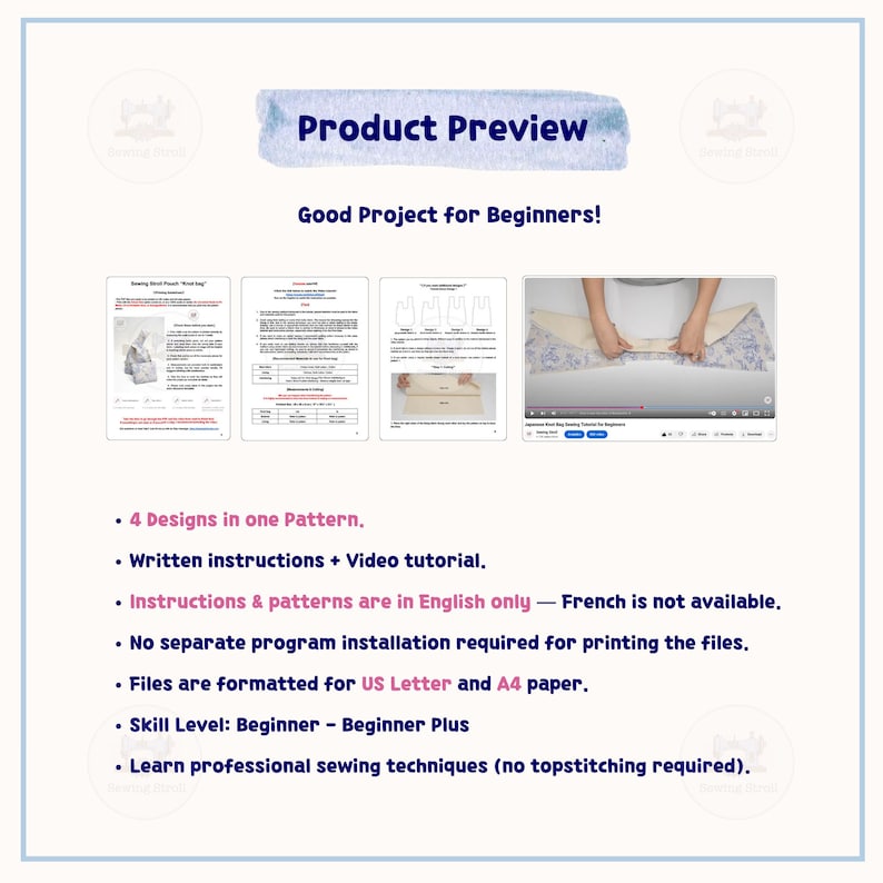 Japanese Knot Bag Sewing Pattern – PDF Download + Video Tutorial + Easy DIY Gift image 8