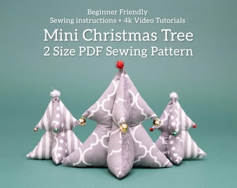 Mini Fabric Christmas Tree Sewing Pattern | Beginner Friendly, 2 Sizes (PDF Download)
