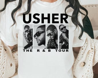 Chemise Usher r&b world tour concert cadeau fan merch haut court Usher Chris Brown rb tour