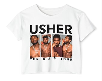 T-shirt court imprimé concert r&b world tour Usher - t-shirt merchandising composé des fans - rb tour Usher Chris Brown