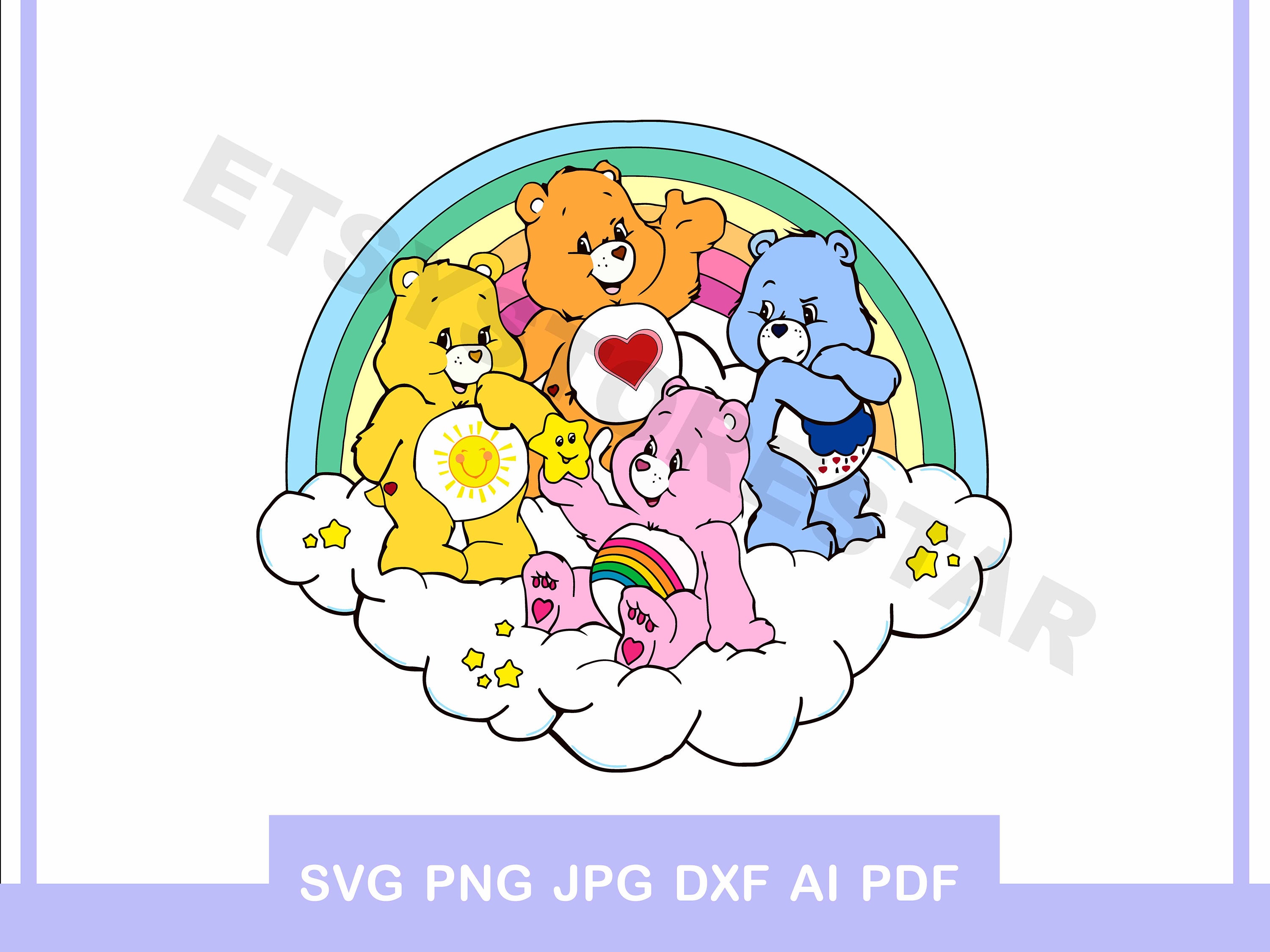 Care Bears Party Supplies SVG Shirt Care Bear Decor banner Birthday Gift  Invitation printable art svg eps png dxf cut file cricut