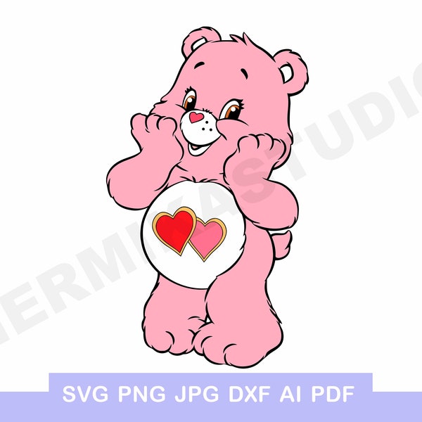 1 Care bear love a lot bear printable cricut iron on transfer shirt t-shirt party cut png pdf ai eps dxf svg digital vector party birthday