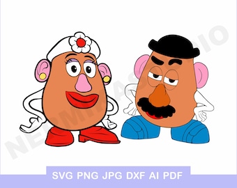 2 head mr potato mrs potato mister potato poster vector png pdf ai eps dxf svg digital party iron on transfer download cut shirt t-shirt
